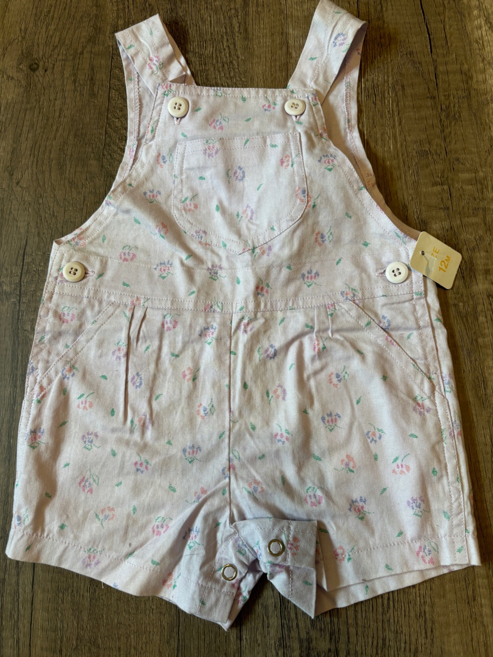 Vintage 80s 90s Baby Clothes Shortalls Overalls Violet Purple Floral 12M NWT
